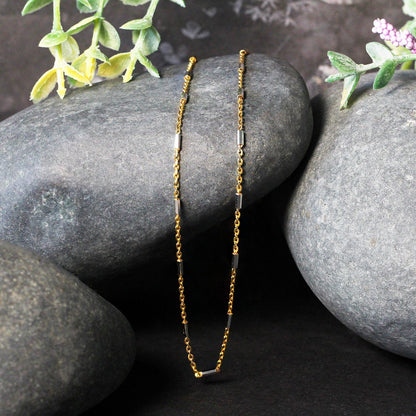Bar Links Pendant Chain in 14k Two Tone Gold (1.4mm) by Bids.com