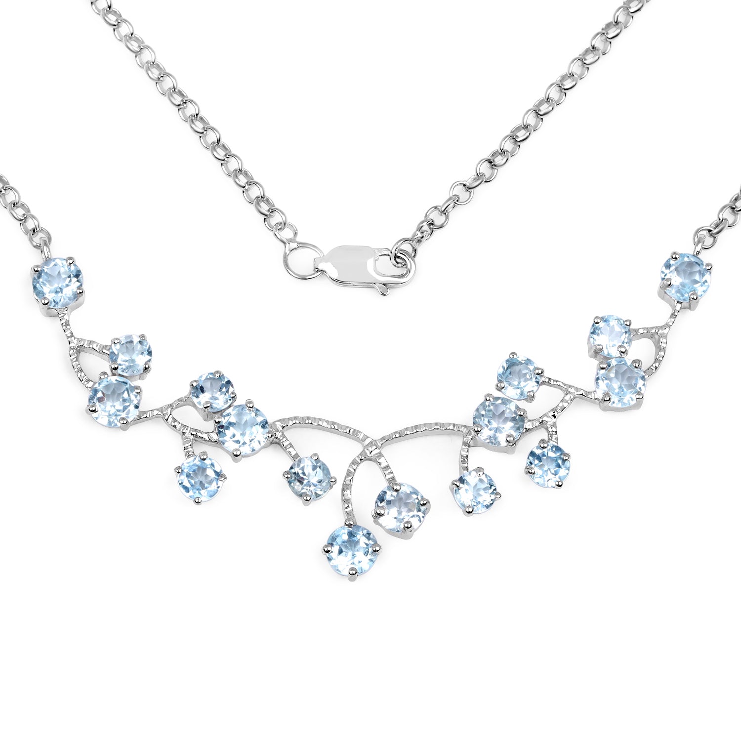 7.36 Carat Genuine Blue Topaz .925 Sterling Silver Necklace  DestGlow