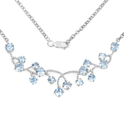 7.36 Carat Genuine Blue Topaz .925 Sterling Silver Necklace  DestGlow