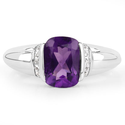 0.96 Carat Genuine Tanzanite and White Topaz .925 Sterling Silver Ring  DestGlow
