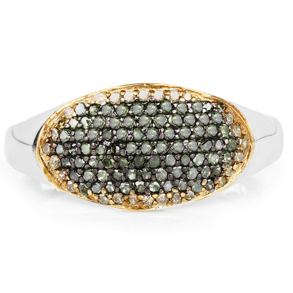 0.45 Carat Genuine Green Diamond and Yellow Diamond .925 Sterling Silver Ring by Bids.com