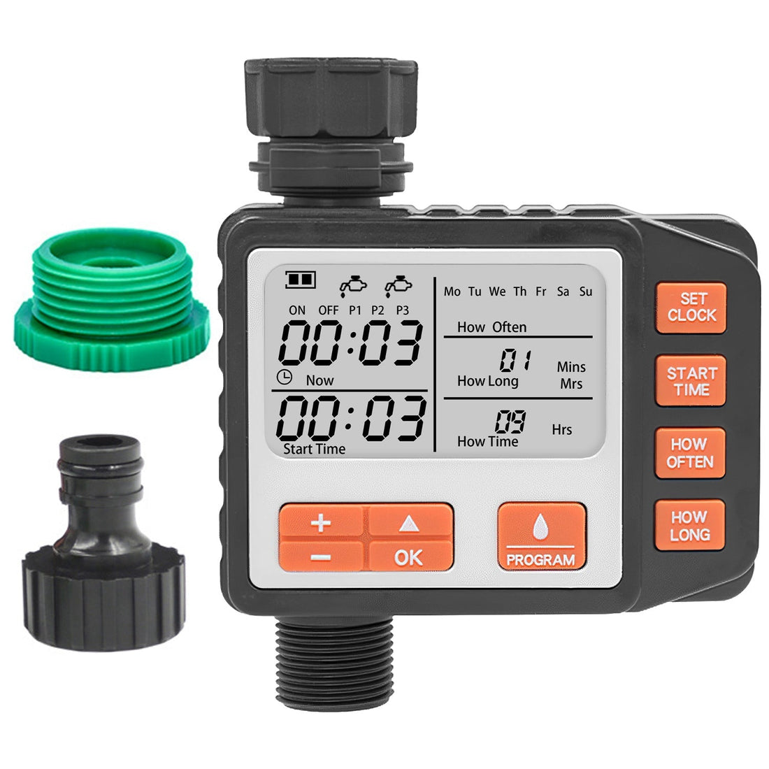 Sprinkler Timer with 3 Watering Programs Manual Mode Automatic Watering System Waterproof Irrigation Timer House Faucet Timer For Garden Yard Lawn 