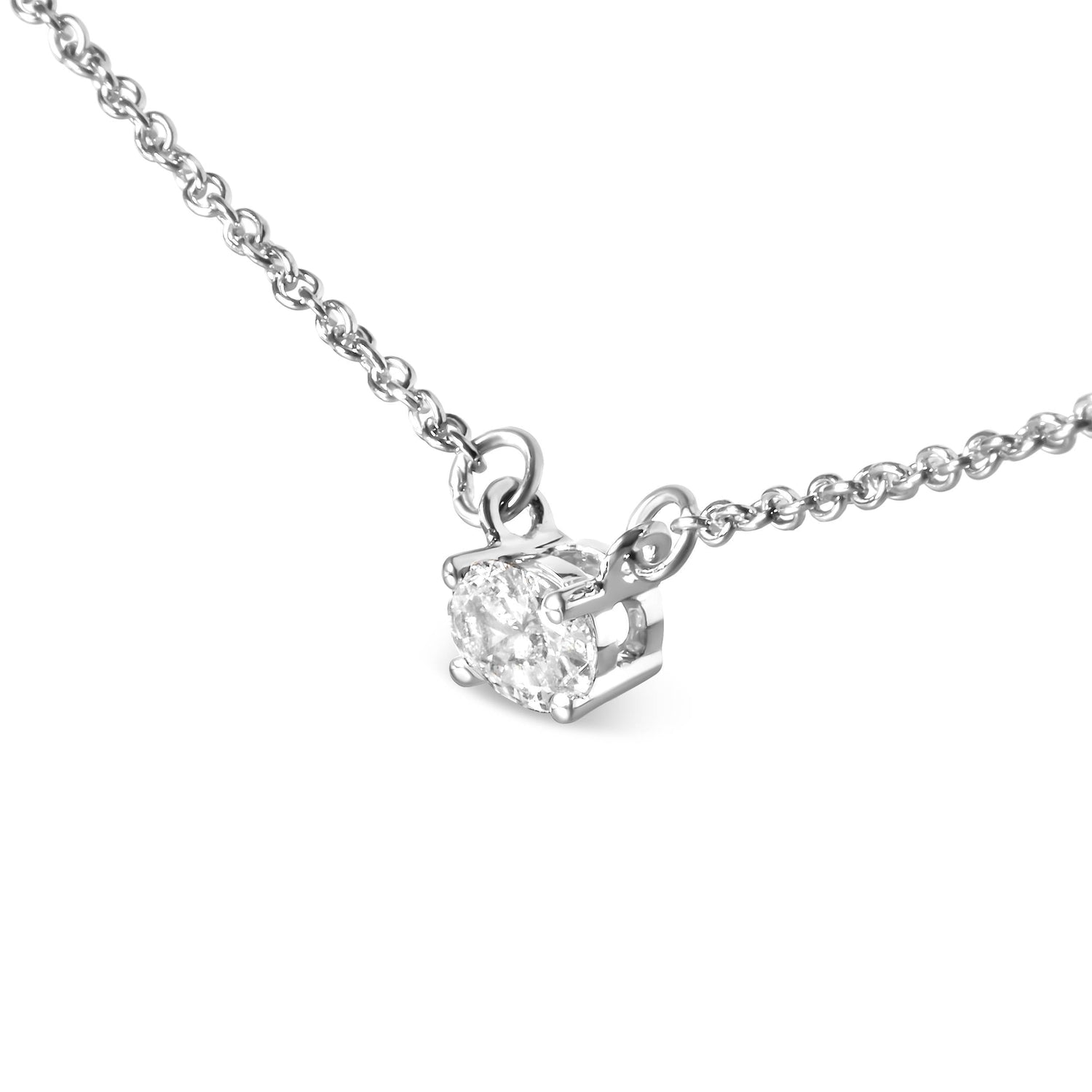 14K White Gold 1/4 Cttw Lab Grown Oval Solitaire Diamond East West 18" Pendant Necklace (G-H Color, VS2-SI1 Clarity) by Bids.com