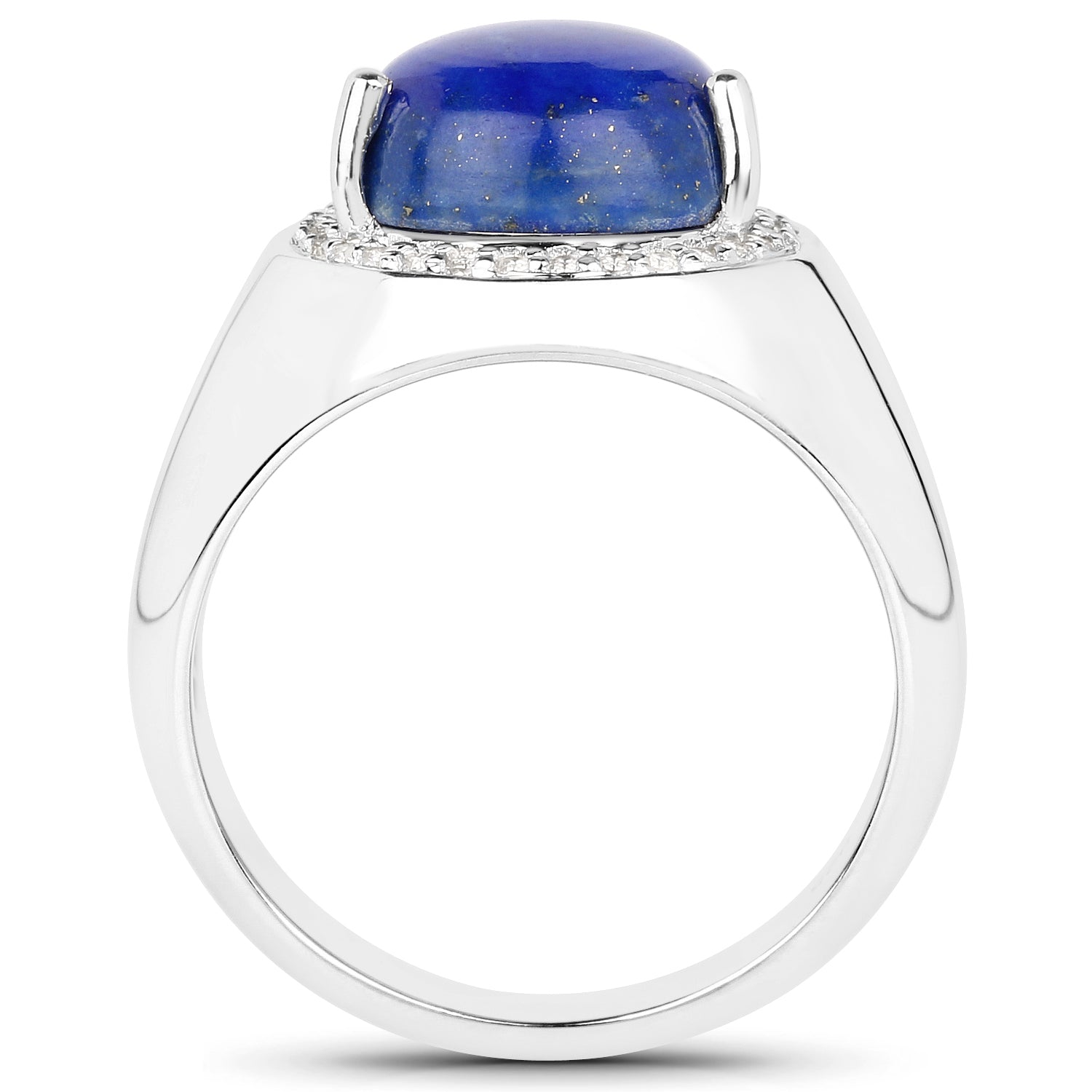 5.52 Carat Genuine Lapis and White Zircon .925 Sterling Silver Ring by Bids.com