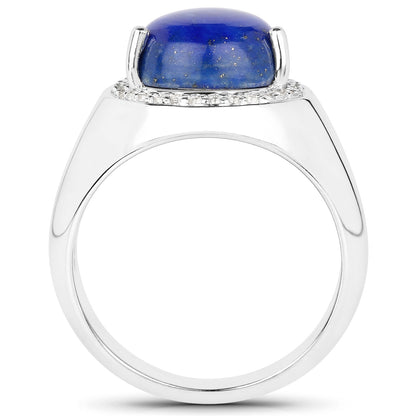 5.52 Carat Genuine Lapis and White Zircon .925 Sterling Silver Ring by Bids.com