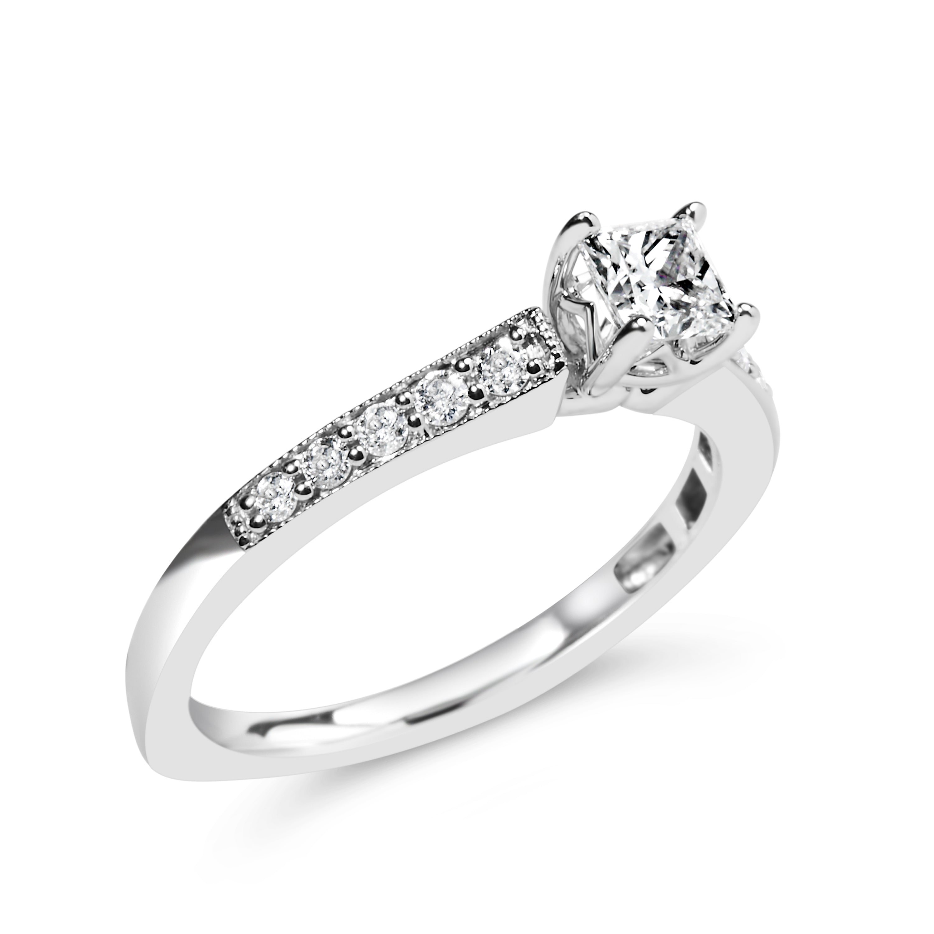 14K White Gold Diamond 1/2 Cttw Princess Cut Diamond Engagement Ring (G-H Color, VS2-SI1 Clarity) - Size 7 by Bids.com