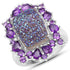 5.97 Carat Genuine Drusy Quartz and Amethyst .925 Sterling Silver Ring by Bids.com