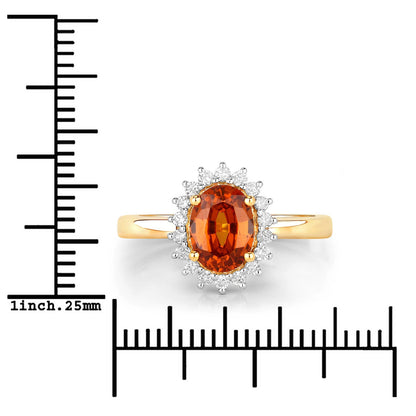 1.87 Carat Genuine Spessartite Garnet and White Diamond 14K Yellow Gold Ring by Bids.com