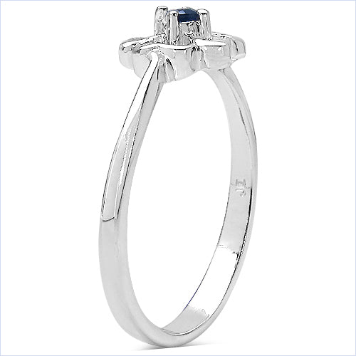 0.07 Carat Genuine Blue Sapphire .925 Sterling Silver Ring by Bids.com