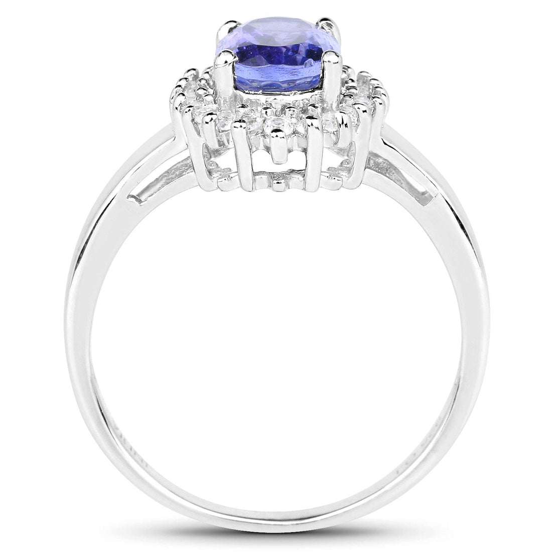 1.45 Carat Genuine Tanzanite and White Zircon .925 Sterling Silver Ring by Bids.com