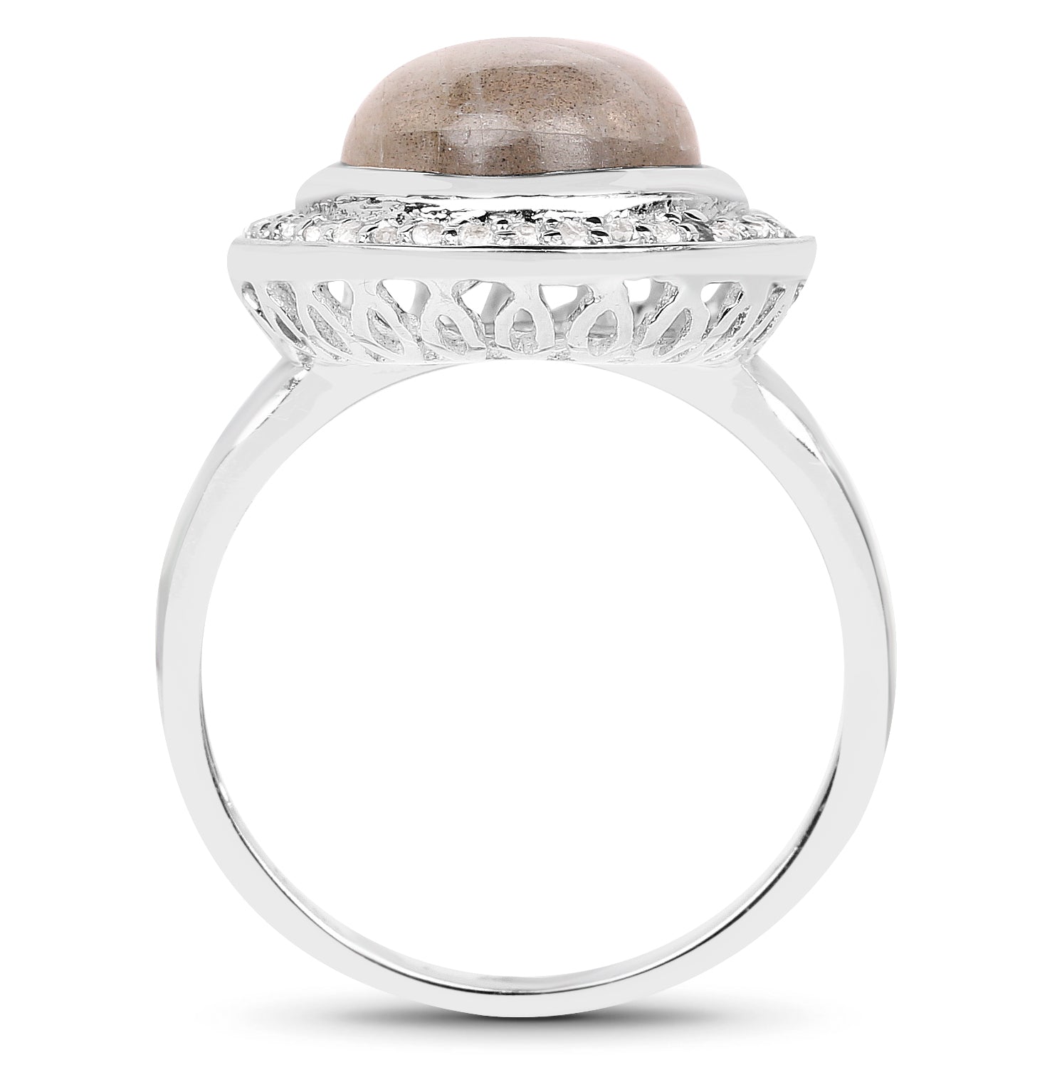 5.43 Carat Genuine Labradorite and White Topaz .925 Sterling Silver Ring by Bids.com