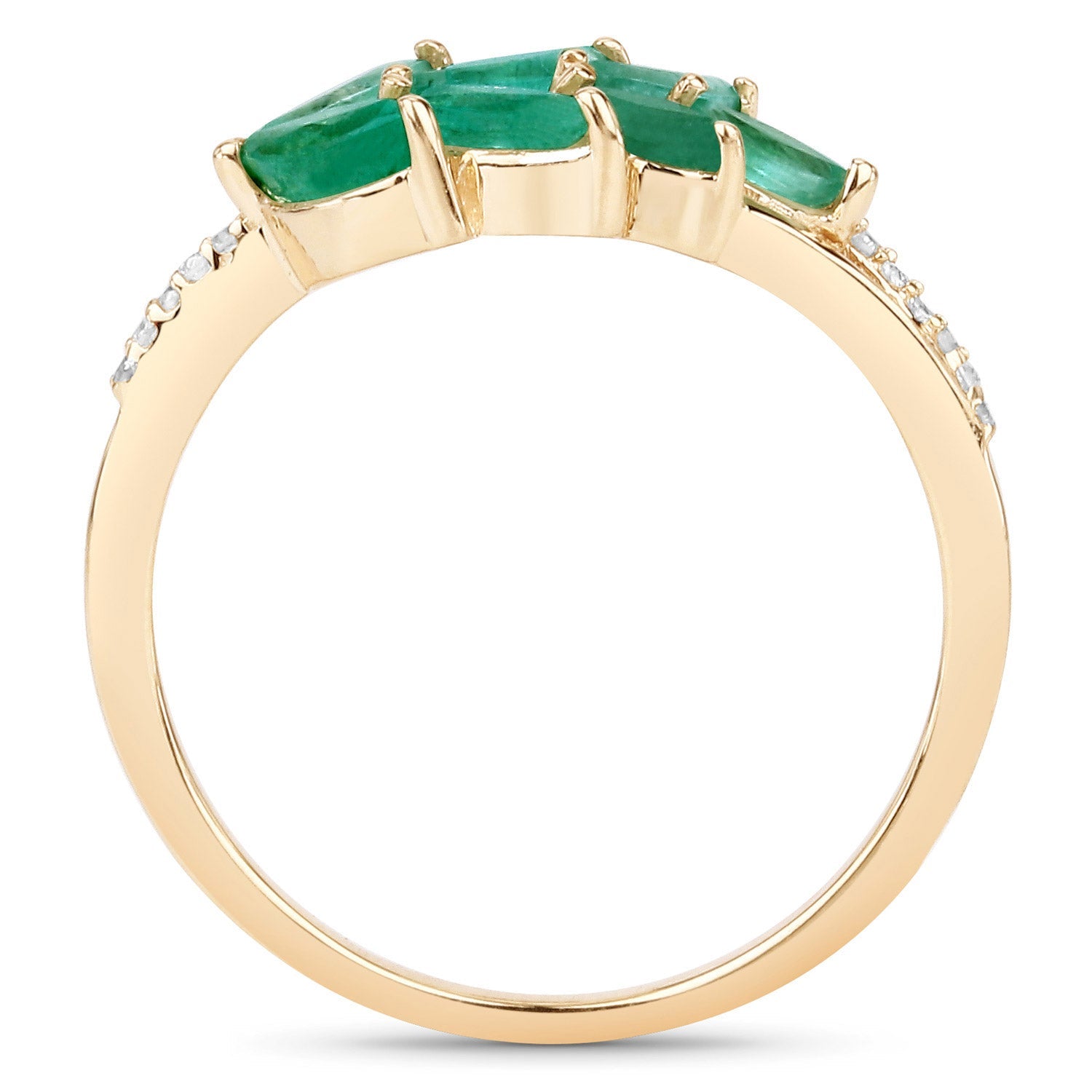 0.68 Carat Genuine Zambian Emerald and White Diamond 14K Yellow Gold Ring by Bids.com