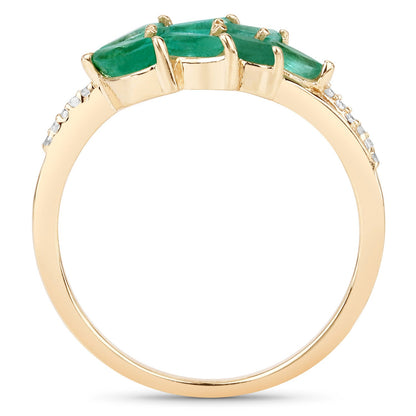 0.68 Carat Genuine Zambian Emerald and White Diamond 14K Yellow Gold Ring by Bids.com