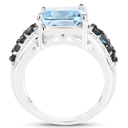 4.98 Carat Genuine Blue Topaz and London Blue Topaz .925 Sterling Silver Ring by Bids.com