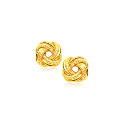 14k Yellow Gold Intertwined Love Knot Stud Earrings by Bids.com