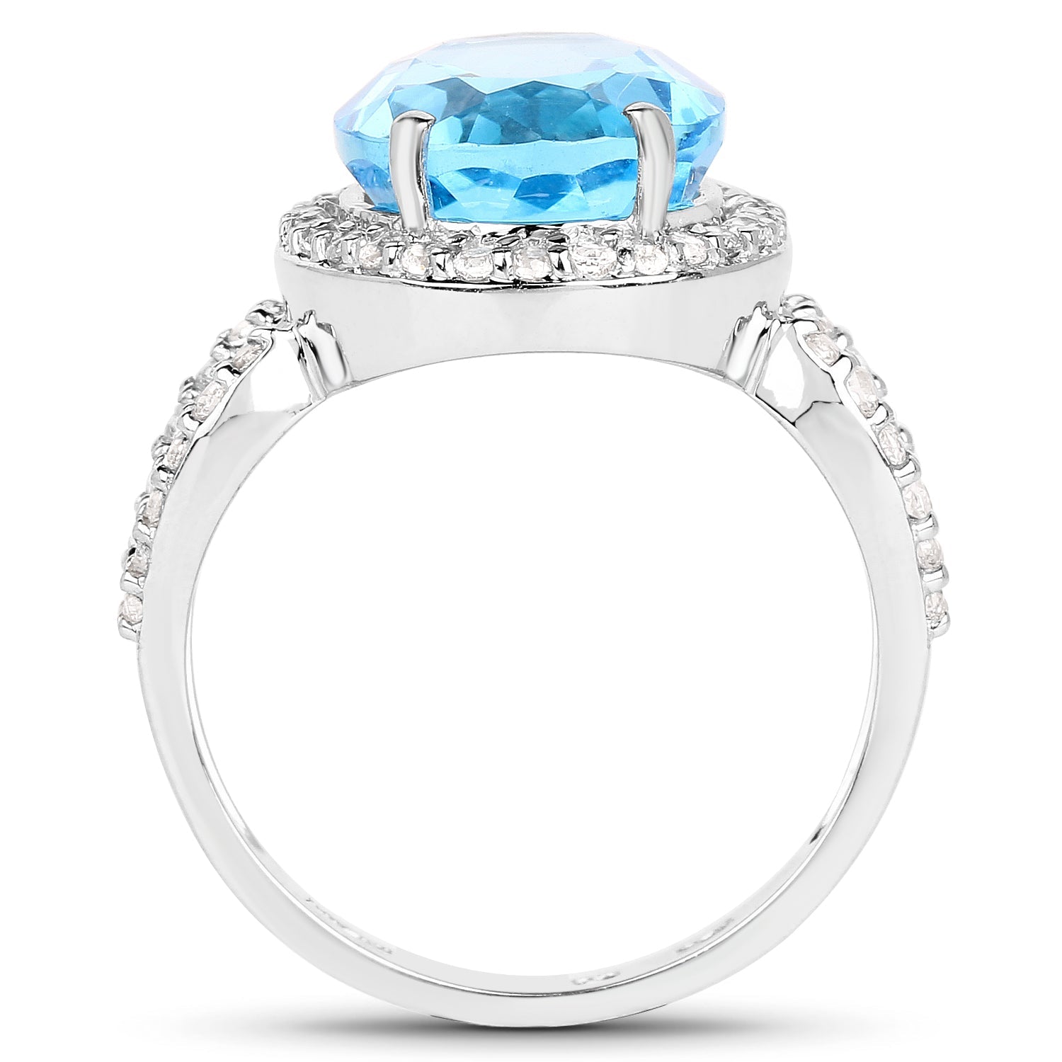 6.03 Carat Genuine Swiss Blue Topaz &amp; White Topaz .925 Sterling Silver Ring by Bids.com