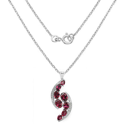 7.29 Carat Genuine Rhodolite &amp; White Topaz .925 Sterling Silver Pendant by Bids.com