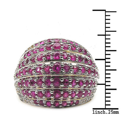 14K Yellow Gold Plated 2.94 Carat Genuine Ruby &amp; White Topaz .925 Sterling Silver Ring by Bids.com