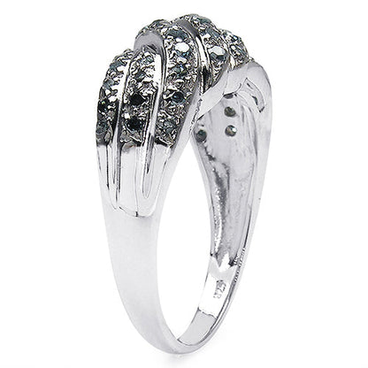 0.36 Carat Genuine Blue Diamond .925 Sterling Silver Ring by Bids.com