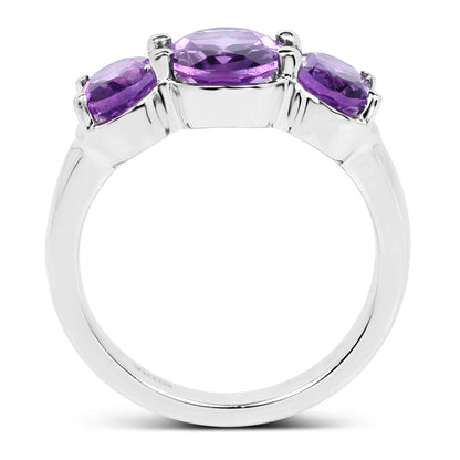3.20 Carat Genuine Amethyst .925 Sterling Silver Ring  DestGlow