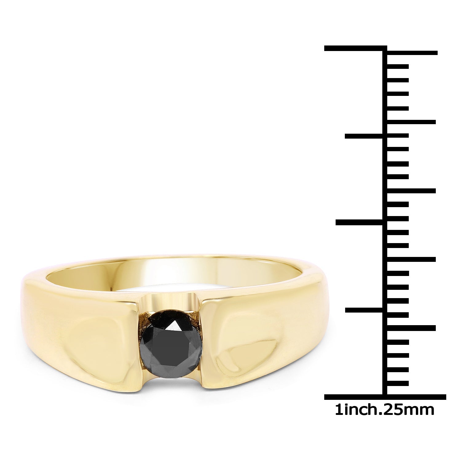 14K Yellow Gold Plated 0.25 Carat Genuine Black Diamond .925 Sterling Silver Ring by Bids.com