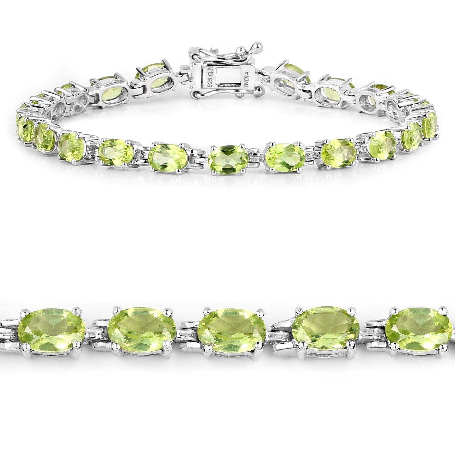 8.61 Carat Genuine Peridot .925 Sterling Silver Bracelet by Bids.com
