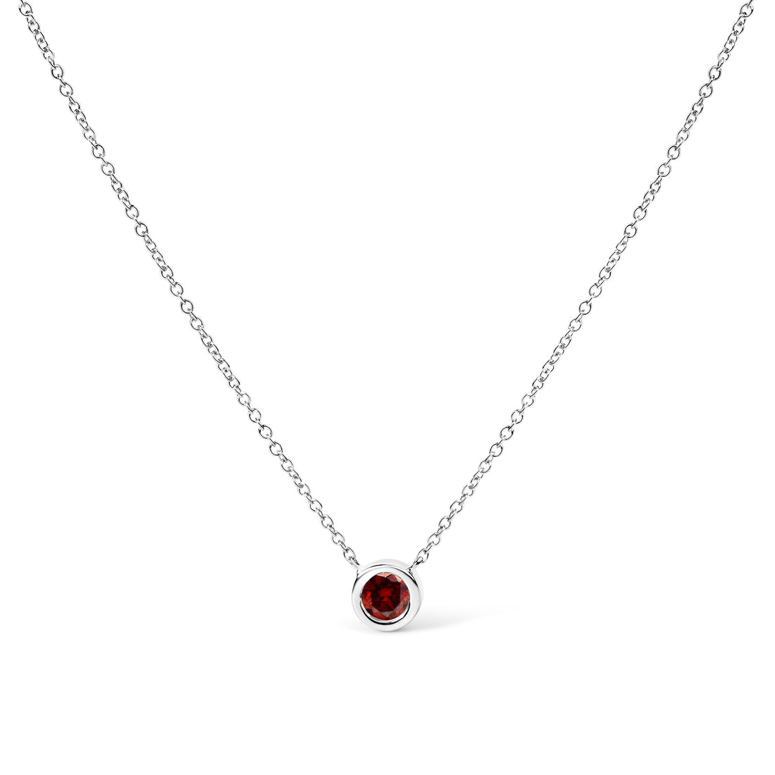 14K White Gold 1/2 Cttw Red Lab Grown Diamond Bezel-Set Solitaire 18" Pendant Necklace (Red Color, VS1-VS2 Clarity) by Bids.com
