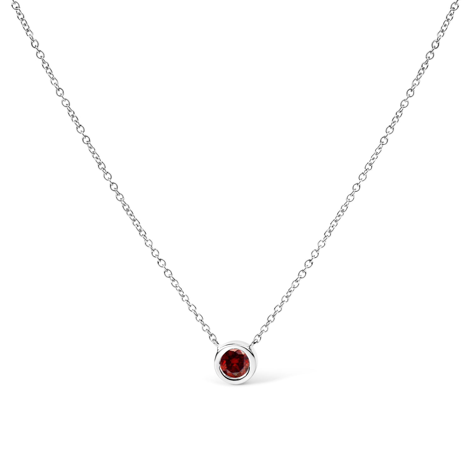 14K White Gold 1/2 Cttw Red Lab Grown Diamond Bezel-Set Solitaire 18" Pendant Necklace (Red Color, VS1-VS2 Clarity) by Bids.com