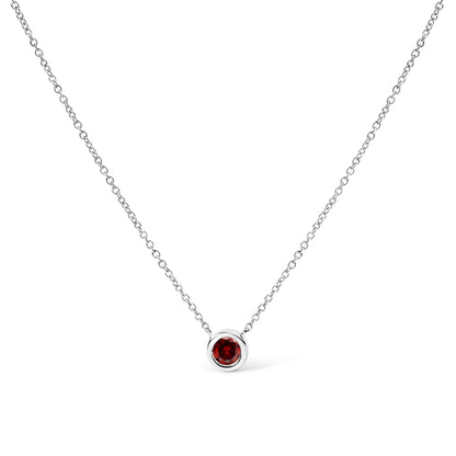 14K White Gold 1/2 Cttw Red Lab Grown Diamond Bezel-Set Solitaire 18" Pendant Necklace (Red Color, VS1-VS2 Clarity) by Bids.com