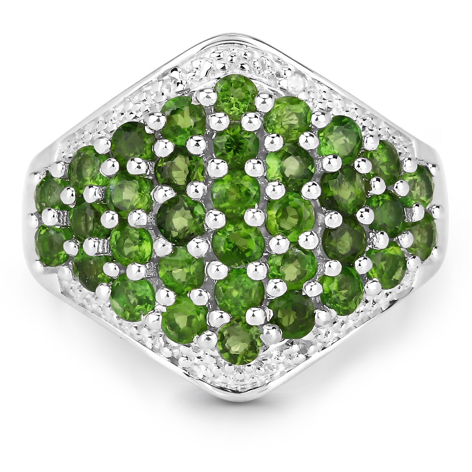 2.41 Carat Genuine Chrome Diopside and White Topaz .925 Sterling Silver Ring by Bids.com