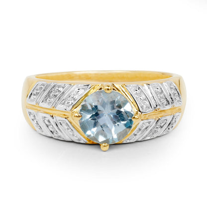 14K Yellow Gold Plated 1.70 Carat Genuine Blue Topaz .925 Sterling Silver Ring  DestGlow