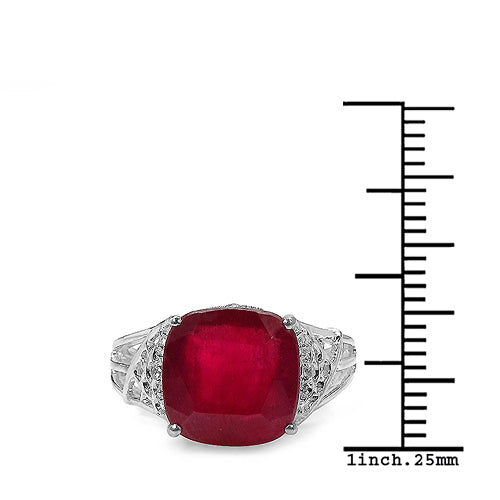 4.20 ct. t.w. Glass Filled Ruby and White Topaz Ring in Sterling Silver by Bids.com