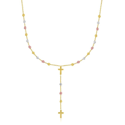 14k Tri-Color Gold Rosary Chain Necklace by Bids.com