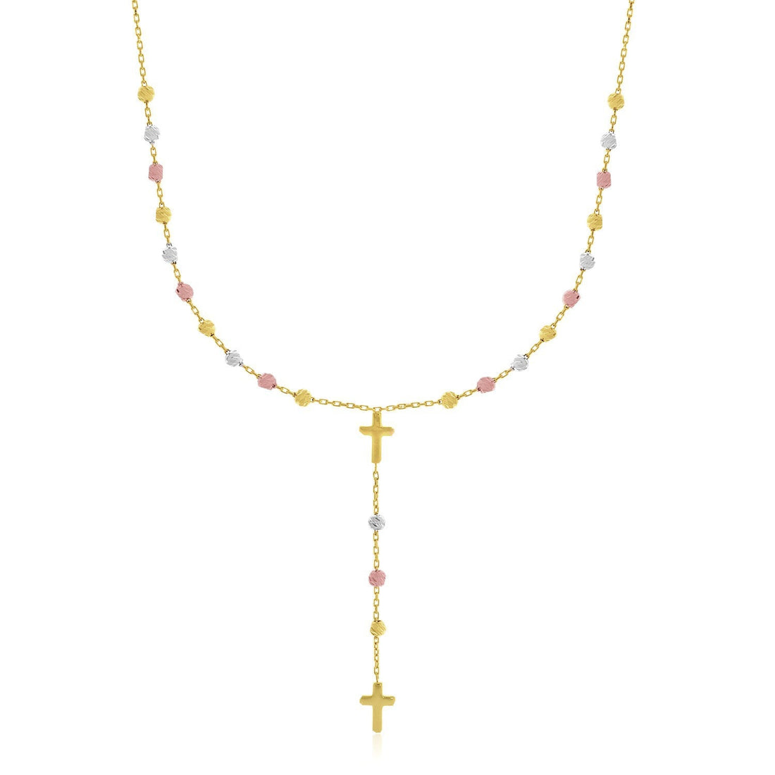 14k Tri-Color Gold Rosary Chain Necklace by Bids.com
