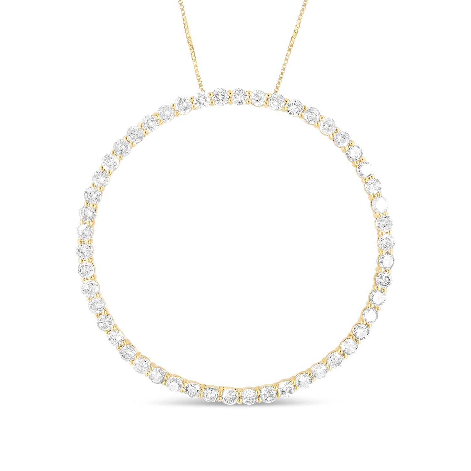 10K Yellow Gold Plated .925 Sterling Silver 4 Cttw Diamond Circle Hoop 18" Pendant Necklace (J-K Color, I1-I2 Clarity) by Bids.com