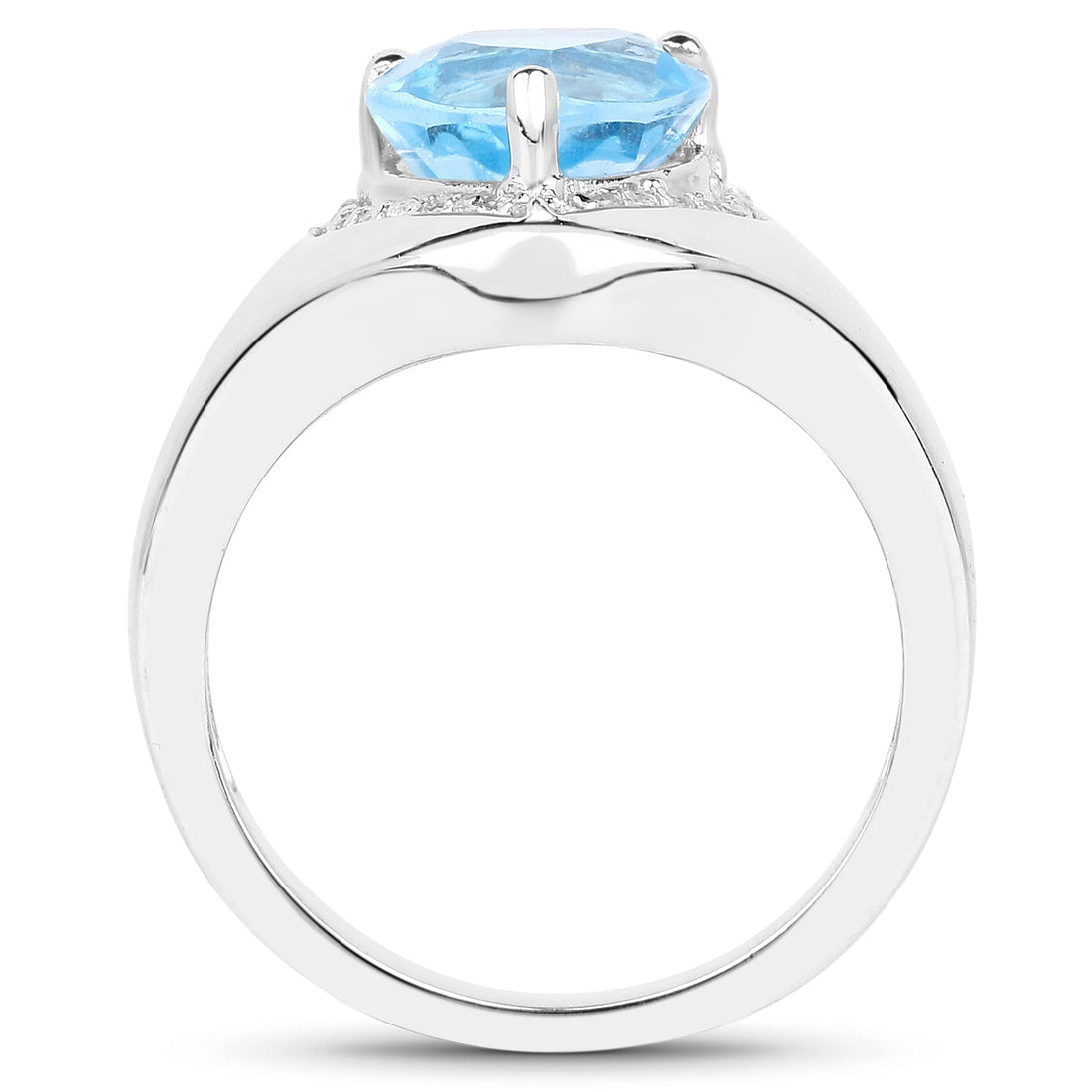 2.23 Carat Genuine Swiss Blue Topaz and White Topaz .925 Sterling Silver Ring by Bids.com