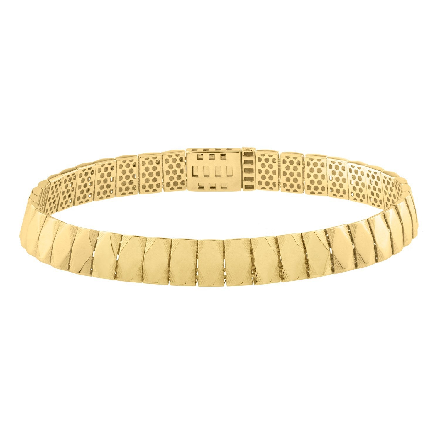14k Yellow Gold Diamond Shaped Tile Length Bracelet (7.10 mm) by Bids.com