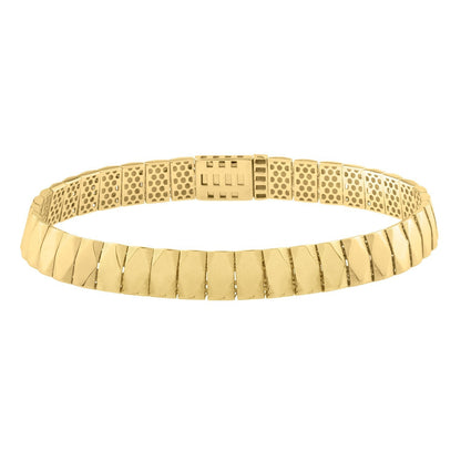 14k Yellow Gold Diamond Shaped Tile Length Bracelet (7.10 mm) by Bids.com
