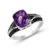 2.87 Carat Genuine Amethyst and Black Diamond .925 Sterling Silver Ring by Bids.com