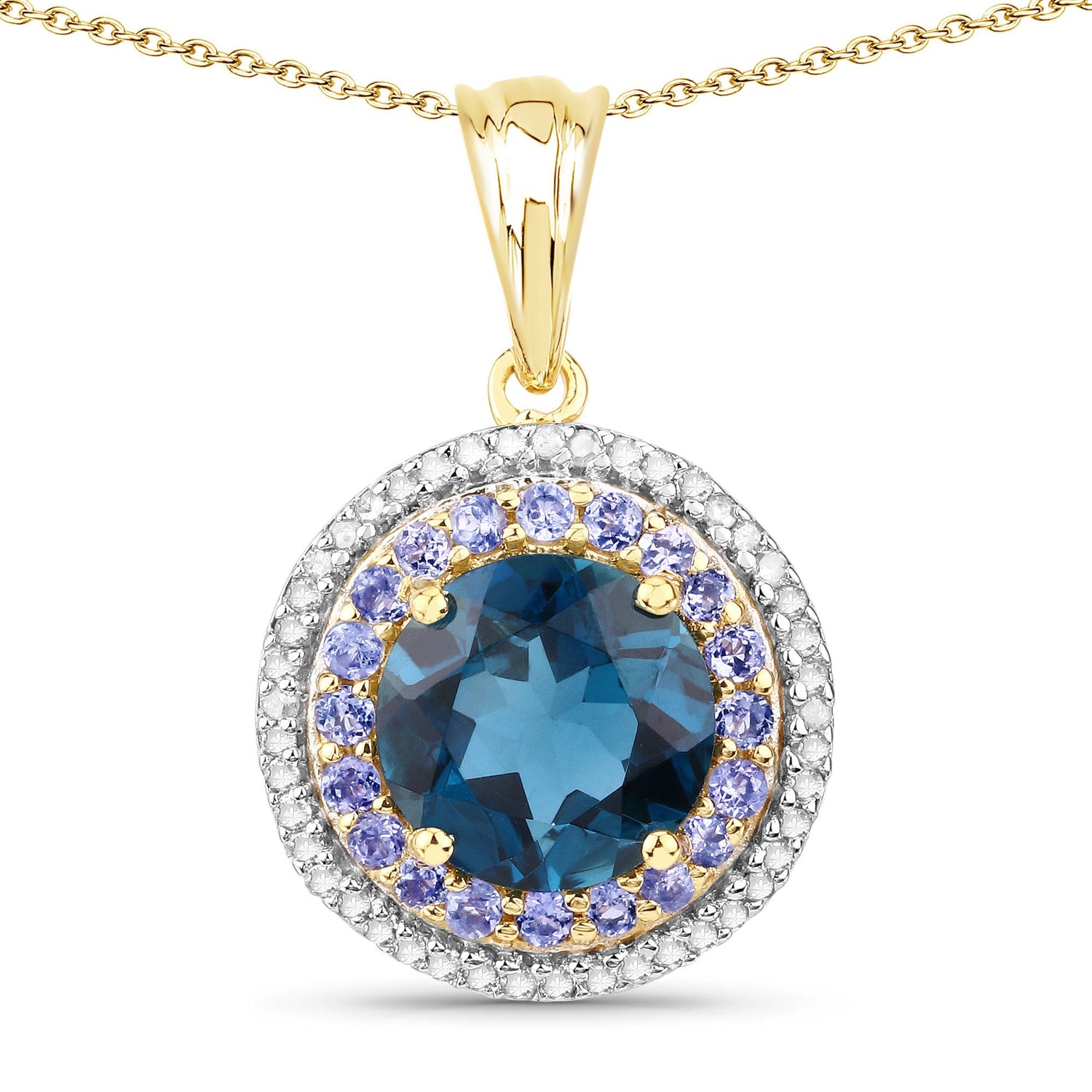 "5.10 Carat Genuine London Blue Topaz, Tanzanite and White Topaz .925 Sterling Silver Pendant by Bids.com