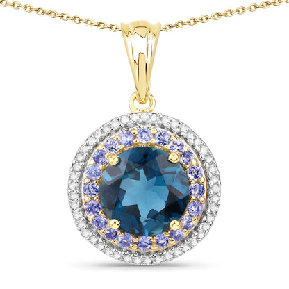 "5.10 Carat Genuine London Blue Topaz, Tanzanite and White Topaz .925 Sterling Silver Pendant by Bids.com