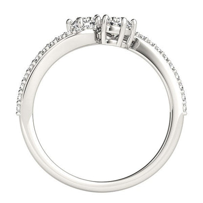 Curved Band Two Stone Diamond Ring in 14k White Gold (3/4 cttw) by Bids.com