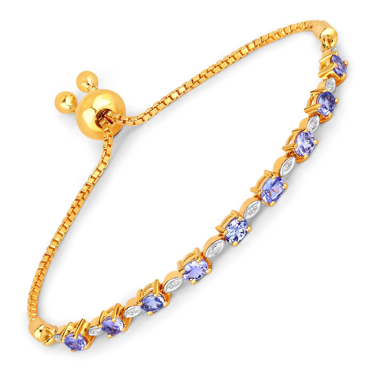 1.56 Carat Genuine Tanzanite and White Diamond .925 Sterling Silver Bracelet by Bids.com