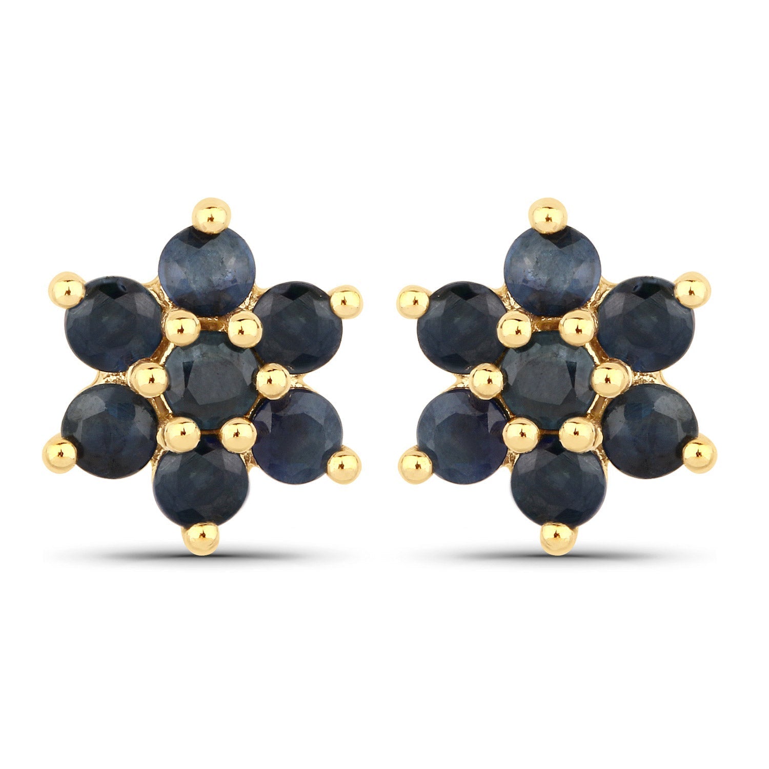 0.84 Carat Genuine Blue Sapphire 10K Yellow Gold Earrings  DestGlow