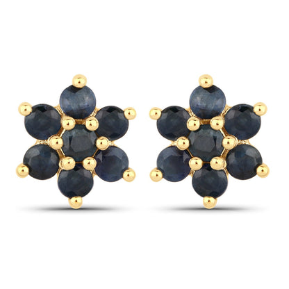 0.84 Carat Genuine Blue Sapphire 10K Yellow Gold Earrings  DestGlow