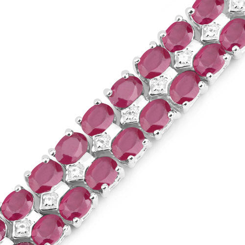 20.03 Carat Glass Filled Ruby and White Topaz .925 Sterling Silver Bracelet by Bids.com