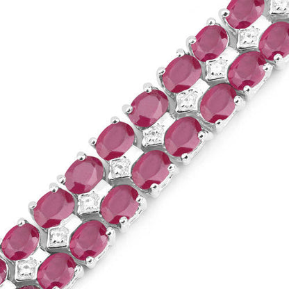 20.03 Carat Glass Filled Ruby and White Topaz .925 Sterling Silver Bracelet by Bids.com