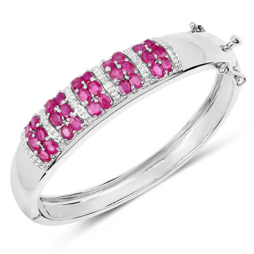 6.65 Carat Genuine Ruby and White Topaz .925 Sterling Silver Bracelet by Bids.com