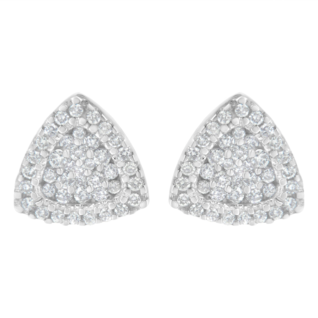 14K White Gold 1/2 cttw Trillion Shaped Diamond Stud Earrings (H-I Clarity, SI2-I1 Color) by Bids.com