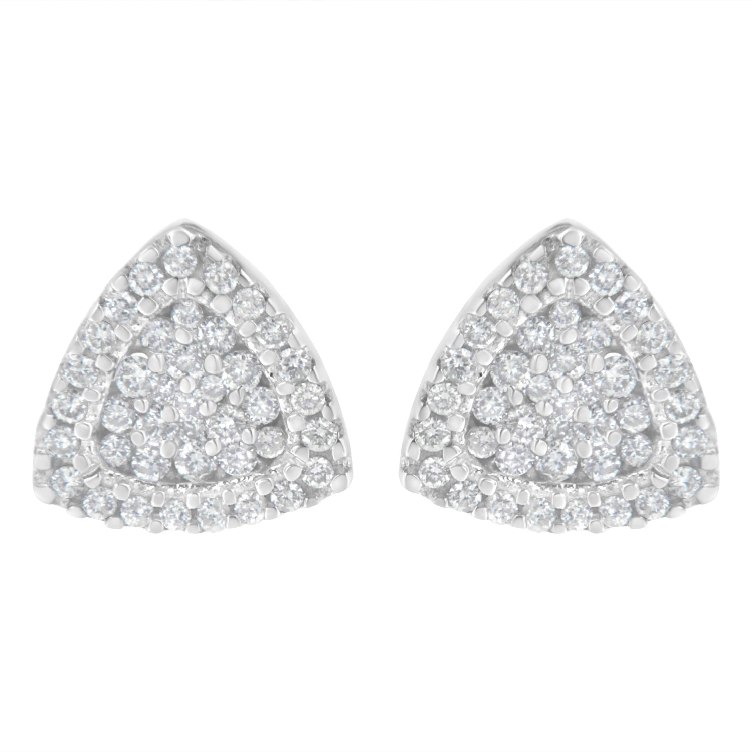 14K White Gold 1/2 cttw Trillion Shaped Diamond Stud Earrings (H-I Clarity, SI2-I1 Color) by Bids.com